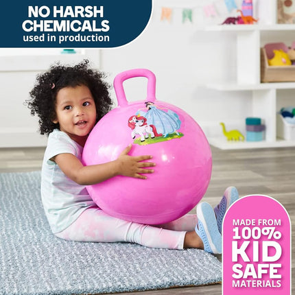 Flybar Hopper Ball for Kids, Inflatable Bouncy Ride-On Ball w/Handle for Indoor & Outdoor Active Play, Includes Pump, Jump Toy for Boys & Girls, Supports Up to 165 lbs, Ages 3+, 18-Inch, Small