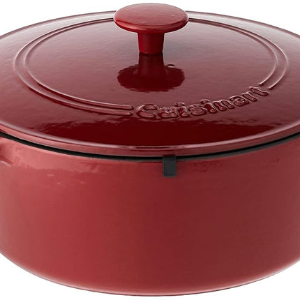Cacerola redonda esmaltada de hierro fundido Chef's Classic de Cuisinart con tapa (rojo cardenal, 7 cuartos de galón)