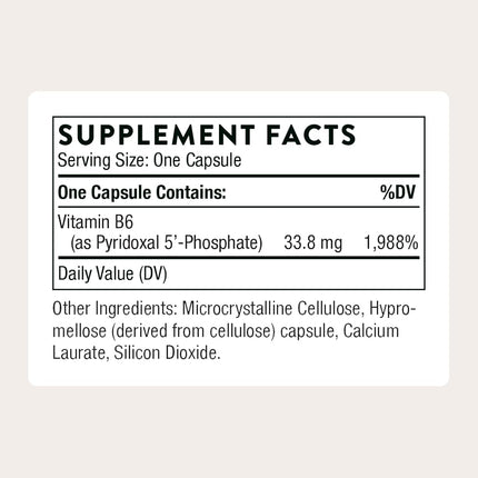 Thorne Research - Pyridoxal 5'-Phosphate - Vitamin B6 Supplement - Nutritional Support For Women with PMS - 180 Capsules