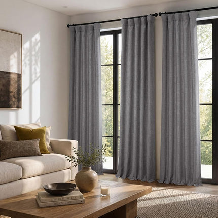HPD Half Price Drapes Cortinas de oscurecimiento de lino sintético texturizado para dormitorio de 108 pulgadas de largo (1 panel), cortinas de 50 W x 108 L para la decoración del hogar en sala de estar, gris blazer