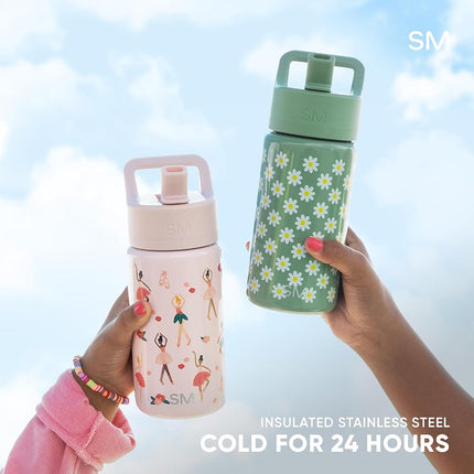 Simple Modern Kids Water Bottle with Straw Lid | Insulated Stainless Steel Reusable Tumbler for Toddlers, Girls | Summit Collection | 14oz, Confetti