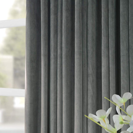 HPD Half Price Drapes Extra Wide Signature Velvet 120 Inch Long(1 Panel) 4-Pass Hotel Lined Window Thermal Blackout Curtains for Bedroom 100W x 120L, Natural Grey, 100" W x 120" L (Pack of 1)