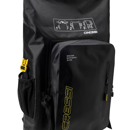 Cressi Venom Dry Backpack - Waterproof Bag/Backpack for Sports Activities, Black, 30 L, Unisex Adult