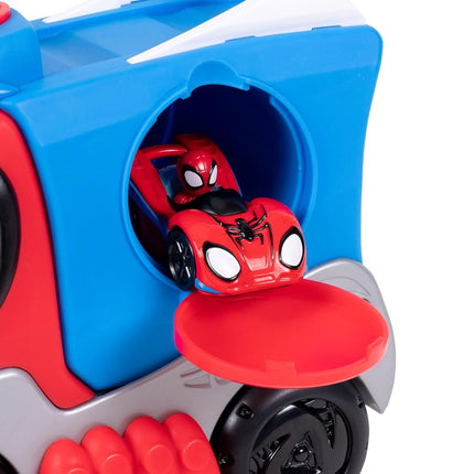 Jazwares MARVEL Spidey and His Amazing Friends Transforming Hauler Raceway - 9-Inch Vehicle and Trackset with Exclusive Amazing Metal