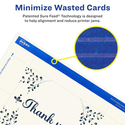 Avery Printable Rectangle Rounded Corner Postcards with Sure Feed Technology, 4.25" x 5.5", Ivory Cardstock, Print-to-the-Edge, Laser/Inkjet Cards, 50 Total