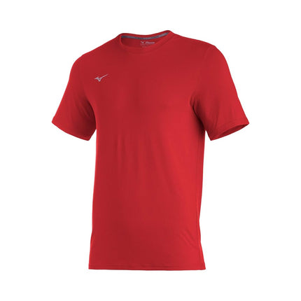 Mizuno Comp Diamond manches courtes, col ras du cou, rouge, taille M