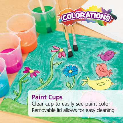 Colorations Air-Tight No-Mess Paint Cups for Kids Classroom and At Home Supplies for Young Artists (10 Pack)