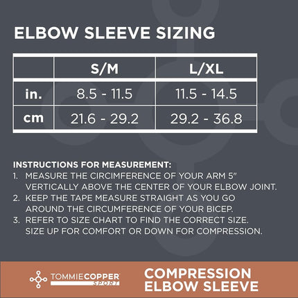 Tommie Copper Elbow Compression Sleeve (L/XL, Black, Pack of 4), 4D Stretch & Non-Slip Fit for Targeted Support, Patented Copper Znergy Fabric, Anti-Odor Benefits, Breathable Design