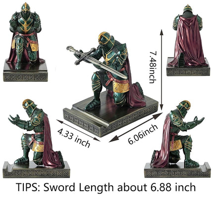 Knight Pen Holder Desk Organizer Office Decor Letter Opener for Desk Green