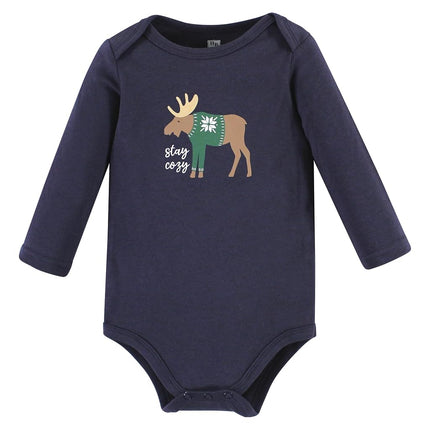 Bodysuits de manga larga de algodón unisex Hudson Baby, suéter de alce y oso, 6-9 meses, suéter de alce y oso, 6-9 meses