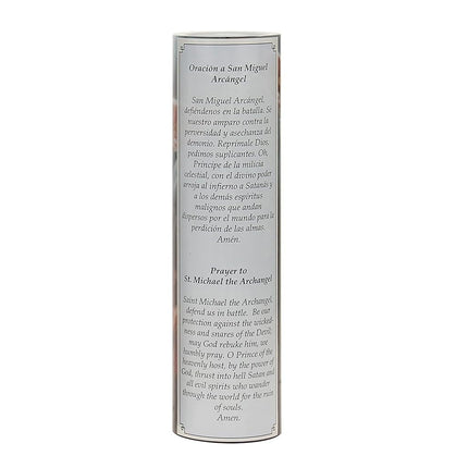 Stonebriar LED Saint Prayer Candle — Automatic Timer, Flameless Candle for Prayer, Memorials & Religious Décor, St. Michael, 8"