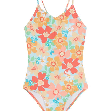 Kanu Surf Girls' Hurricane Beach Sport UPF 50 One Piece Swimsuit, Annie Coral, 14