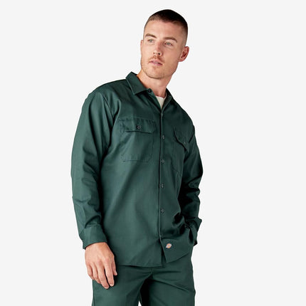 Dickies Men's Long Sleeve Work Shirt, Hunter Green, X-Large Big Tall