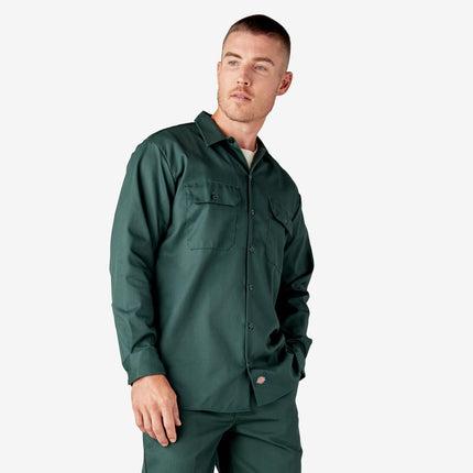 Camisa de trabajo de manga larga Dickies para hombre, verde cazador, 2XL Grande Alto