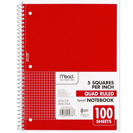 Mead Spiral Notebook, 1 Subject, Graph Ruled Paper
