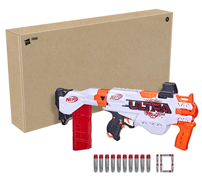Nerf Ultra Focus Motorized Blaster, 10 AccuStrike Ultra Darts, Clip, Stock, Compatible Only with Nerf Ultra Darts Amazon Exclusive