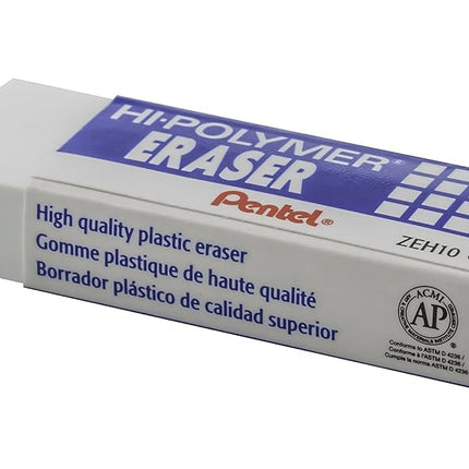 Pentel Hi-Polymer Block Eraser, Large, White 6 pack (ZEH10BP3P2)