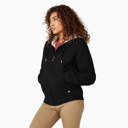 Dickies Women's Fleece Lined Duck Canvas Jacket, Black, XL