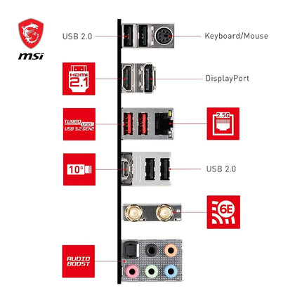 MSI B760 GAMING PLUS WIFI Motherboard, ATX - Supports Intel 14th, 13th & 12th Gen Core Processors, LGA 1700 - DDR5 Memory Boost 6800+MHz/OC, 2 x PCIe 4.0 x16, 2 x M.2 Gen4, 2.5G LAN, Wi-Fi 6E