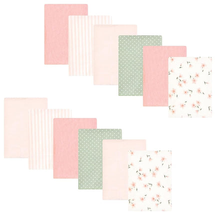 Lot de lingettes en flanelle de coton pour bébé unisexe Hudson Baby, motif floral rose délicat, taille unique