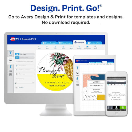 Avery Kraft Brown Cigar Labels with Sure Feed, 2-3/8" x 8", 75 Kraft Brown Labels, Laser/Inkjet Printable Labels