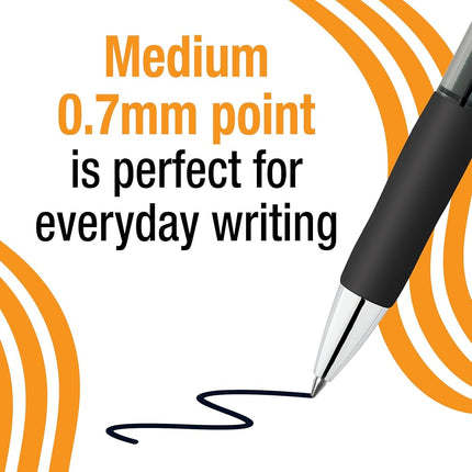 BIC Gelocity Pro Retractable Gel Pen with 0.7 mm Medium Point, 12-Count in Black Ink for Smooth Writing