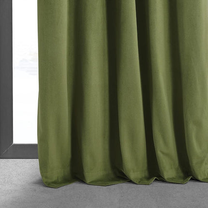 HPD Half Price Drapes Signature Velvet Thermal Blackout Curtains for Living Room 84 Inch Long (1 Panel) Rod Pocket Insulated Blackout Curtains for Bedroom Window Curtains, 50W x 84L, Basque Green