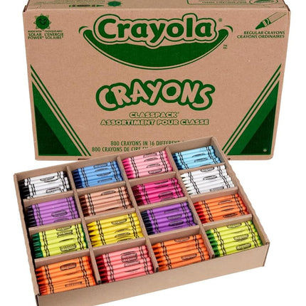 CRAYOLA Classpack, 800 Wax Crayons, 16 Assorted Colours, Bulk Pack for Schools and Classrooms, Art Supplies for Kids