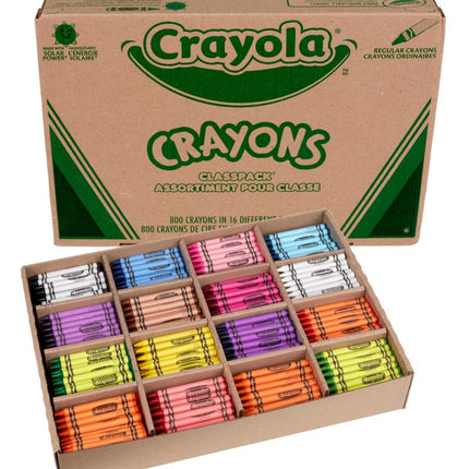CRAYOLA Classpack, 800 Wax Crayons, 16 Assorted Colours, Bulk Pack for Schools and Classrooms, Art Supplies for Kids