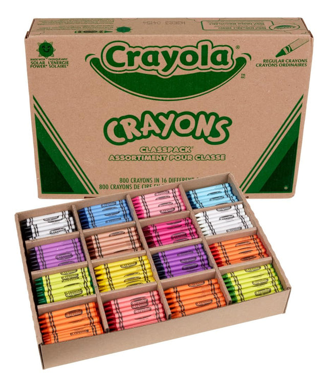 CRAYOLA Classpack, 800 ceras de colores, 16 colores surtidos, paquete a granel para escuelas y aulas, material de arte para niños