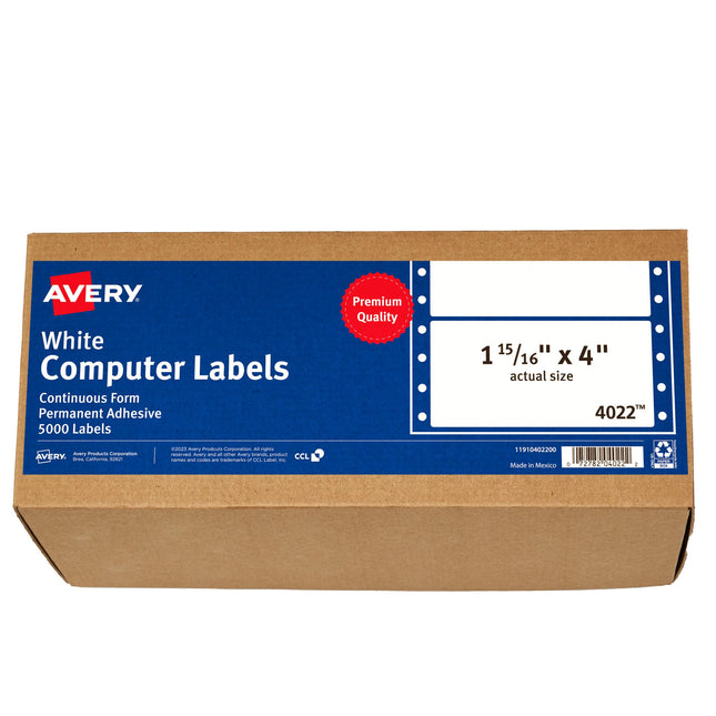 Avery 4022 Dot Matrix Mailing Labels, 1 Across, 1 