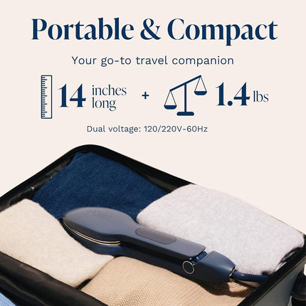 Nori Press Travel Steam Iron - Handheld Iron with 6 Fabric Settings - Navy