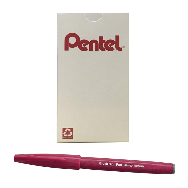 Pentel Arts Sign Pen Brush, Burgundy Ink, Box of 1