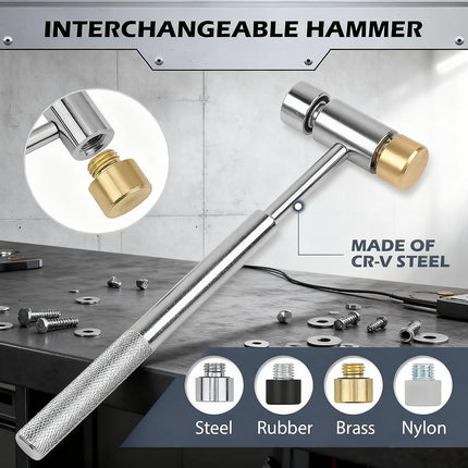 Premium Pin Punch Hammer Set: 25-Piece Punch Set and Hammer with Bench Block, Steel Roll Pin Punch Set, Pin Punches with Replaceable Face Hammer, Mechanical Repair Tool for Maintenance