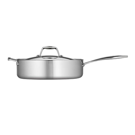 Tramontina 80116/073DS Gourmet Stainless Steel Induction-Ready Tri-Ply Clad Covered Deep Saute Pan, 6-Quart, NSF Certified, Made in Brazil