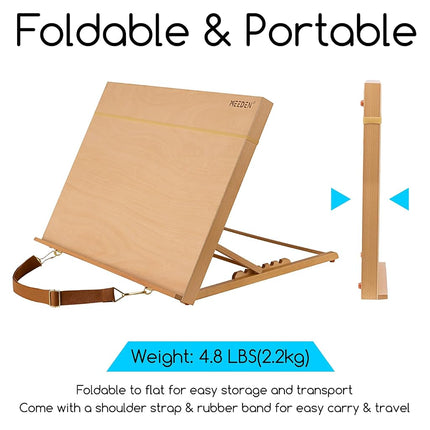 MEEDEN Adjustable Desk Easel: 5-Position A2 Drawing Stand - Portable Table Top Art Easel With Carry Belt - Sturdy Beechwood Desktop for Painting