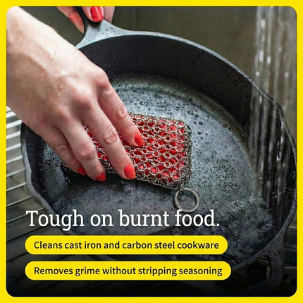 Lodge ACM10R41 Red Chainmail Scrubbing Pad, Red & Silver