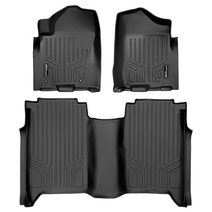 MAXLINER Custom Fit Floor Mats 2 Row Liner Set Black Compatible with 2008-2015 Nissan Titan Crew Cab (4 Full Size Doors)