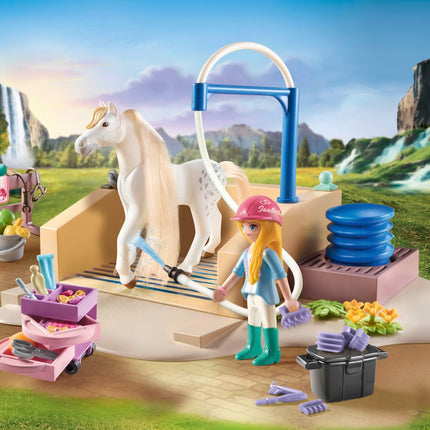 Playmobil 71354 Horses of Waterfall Washing Station with Isabella and Lioness, extensive rides and joint selfies, fun imaginative role-play, sustainable play sets suitable for children ages 5+