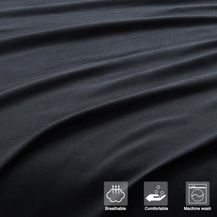 WODFAMY Microfiber Easy Fit Queen Size Bed Sheet Set Extra Soft Deep Pockets Luxury Hotel 4 Piece Set Black Bed Sheets Queen Sheets