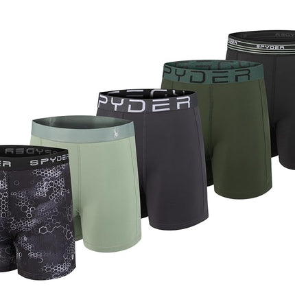 Spyder Mens Boxer Briefs 5 Pack Poly Spandex Perfo
