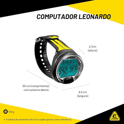 CRESSI since 1946 - Leonardo Diving Computer - Air/Nitrox/Depth Gauge Mode - Black/Black, One Size, Adult Unisex