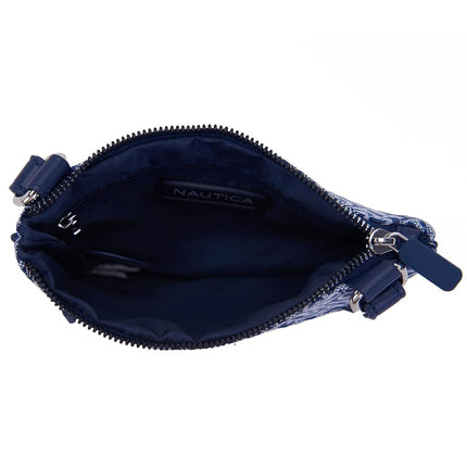 Nautica Womens Lakeside Signature Jaquard North South Crossbody Bag, Indigo, One Size