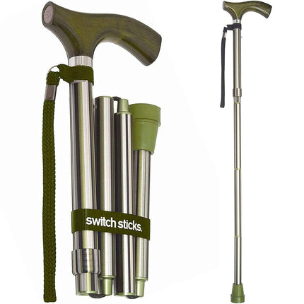 Switch Sticks Bastón plegable y ajustable de aluminio que se pliega y ajusta de 32 a 37 pulgadas, Huntington