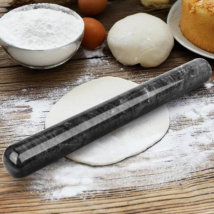 HESHIBI Marble Rolling Pin with Stand, 15.7", Black Stone, Non Stick