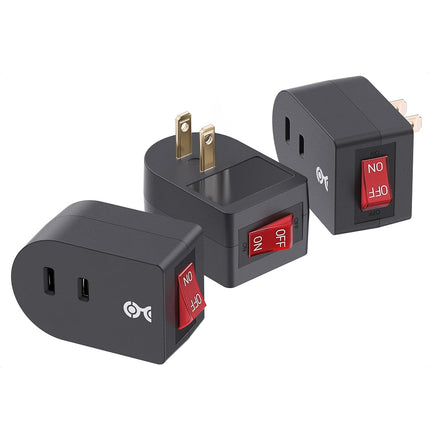 Cable Matters 3-Pack 2 Prong Outlet with ON Off Switch, Single 2 Prong Outlet Switch/Plug Switch in Black