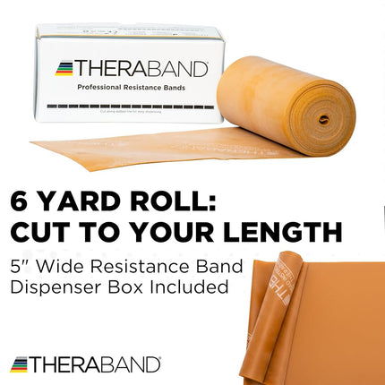 TheraBand Resistance Bands, 6 Yard Roll Professional Latex Elastic Band For Upper Body, Lower Body, & Core Exercise, Physical Therapy, Pilates, At-Home Workouts, & Rehab, Gold, Max, Elite