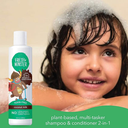 Fresh Monster 2-in-1 Kids Shampoo & Conditioner, Coconut, 8.5 oz 2-Pack