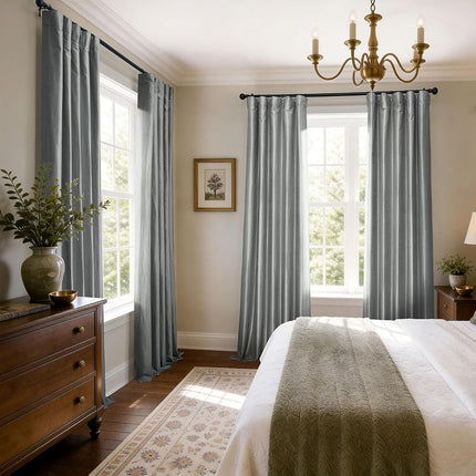 HPD Half Price Drapes Blackout Vintage Textured Faux Dupioni Curtain (1 Panel), Polyester & Polyester Blend, Storm Grey, 50 X 96