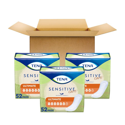 TENA Intimates Ultimate Absorbency Incontinence/Bladder Control Pad for Women, Regular Length, 156 Count (3 Packs of 52)